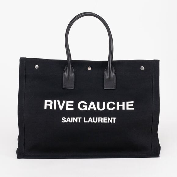 Saint Laurent Rive Gauche Canvas Tote Black&White - Picture 1 of 10